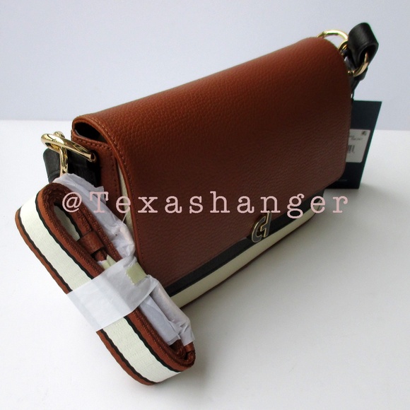 NWT Cole Haan Mini Leather Shoulder Bag Black/White/British Tan - Picture 16 of 16